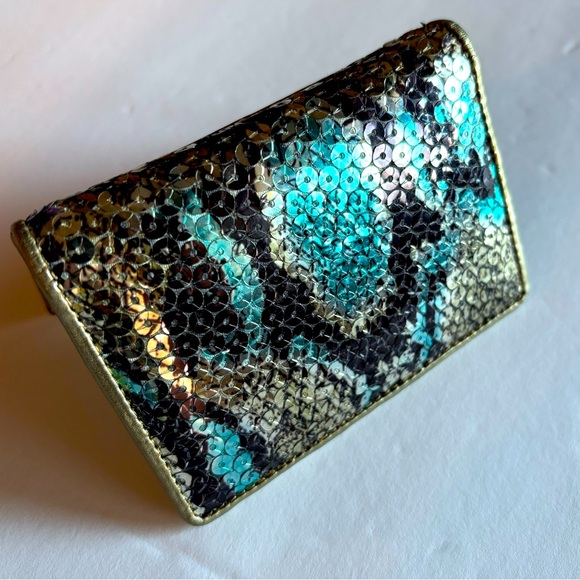 LODIS Womens Sequin Python Design ID CARD‎ COIN BIFOLD CLUTCH, So buttery soft! - Picture 1 of 9